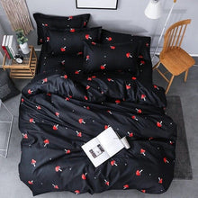 Load image into Gallery viewer, Black Ground And Red Mushroom Double Sided Pillow And Duvet Cover